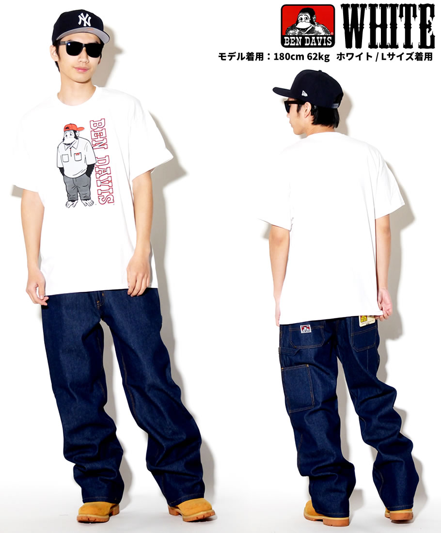 USモデル BEN DAVIS ベンデイビス Tシャツ メンズ おしゃれ ブランド 半袖 キャラクター プリント 大きいサイズ 海外 ブランド 白 黒