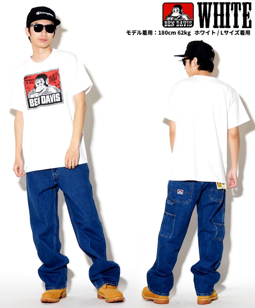 BEN DAVIS ベンデイビス Tシャツ メンズ おしゃれ ブランド 半袖 ロゴT キャラクター プリント 大きいサイズ 海外 ブランド 白 黒
