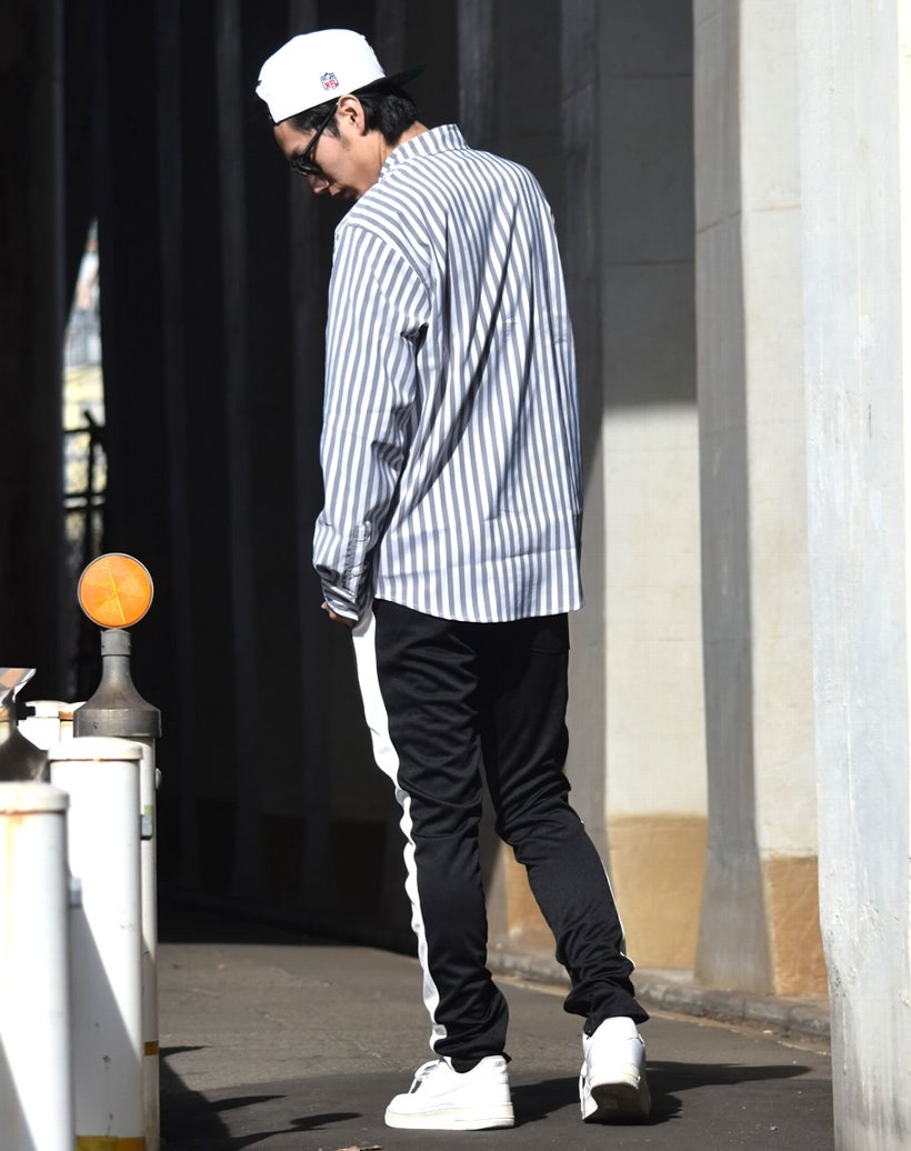 Black Horse ブラックホース 長袖 オーニング ストライプシャツ メンズ 大きいサイズ ストリート系 Hiphop ヒップホップ ファッション 通販 Bhot017