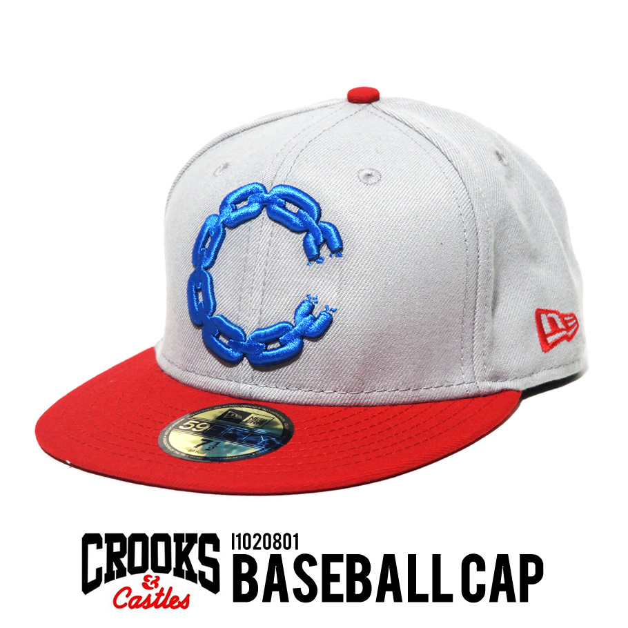 CROOKS & CASTLES クルックス アンド キャッスルズ ベースボールキャップ メンズ グレー レッド B系 ヒップホップ HIPHOP ファッション 帽子