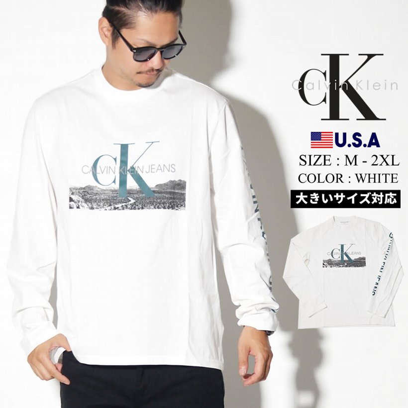 Calvin Klein カルバンクライン ロンT 長袖Tシャツ メンズ 袖 CK ネーム ロゴ ストリート系 ヒップホップ カジュアル ファッション  41Q9070 服 通販