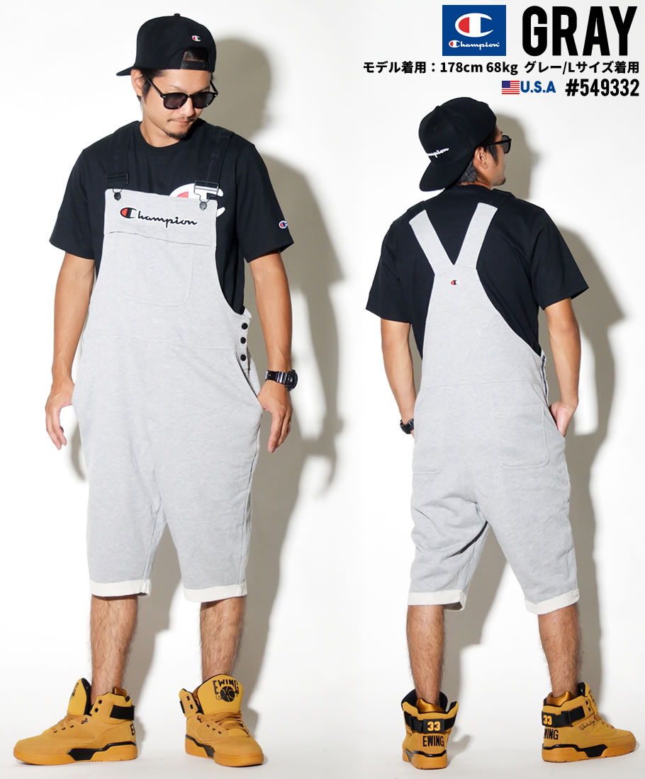 USモデル チャンピオン オーバーオール メンズ REVERSE WEAVE TERRY COTTON SHORT OVERALLS 89598 USAモデル アメリカ直輸入