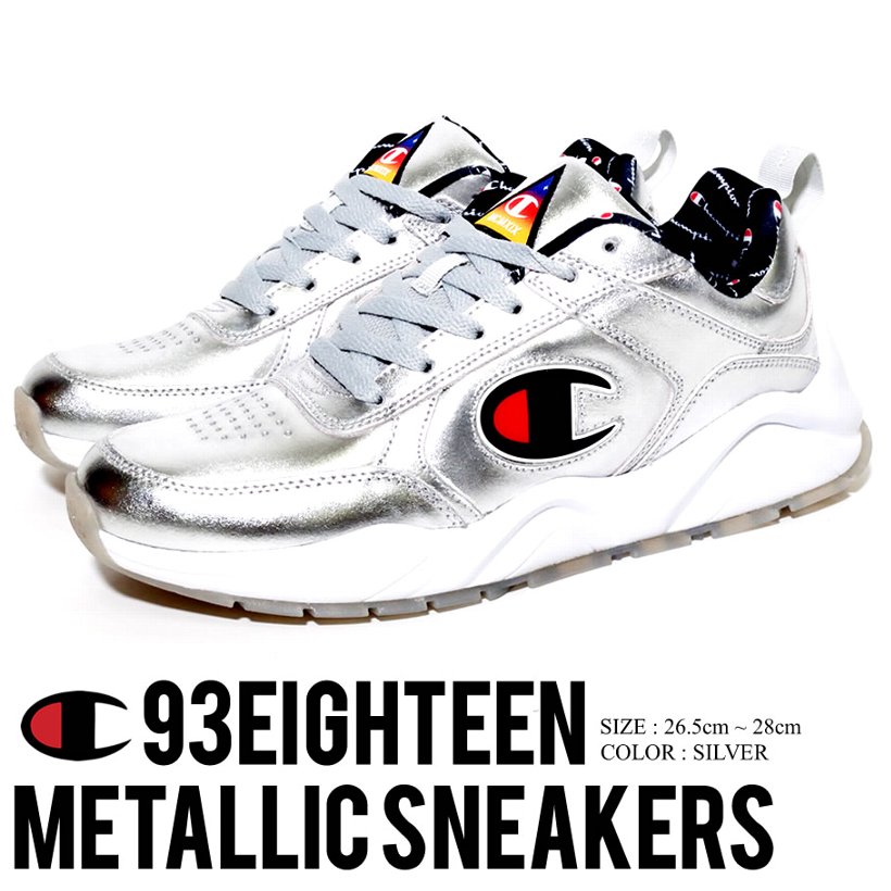 NASAコラボ チャンピオン スニーカー メンズ Champion 93Eighteen Silver Metallic CM100111M USモデル 2019春 新作