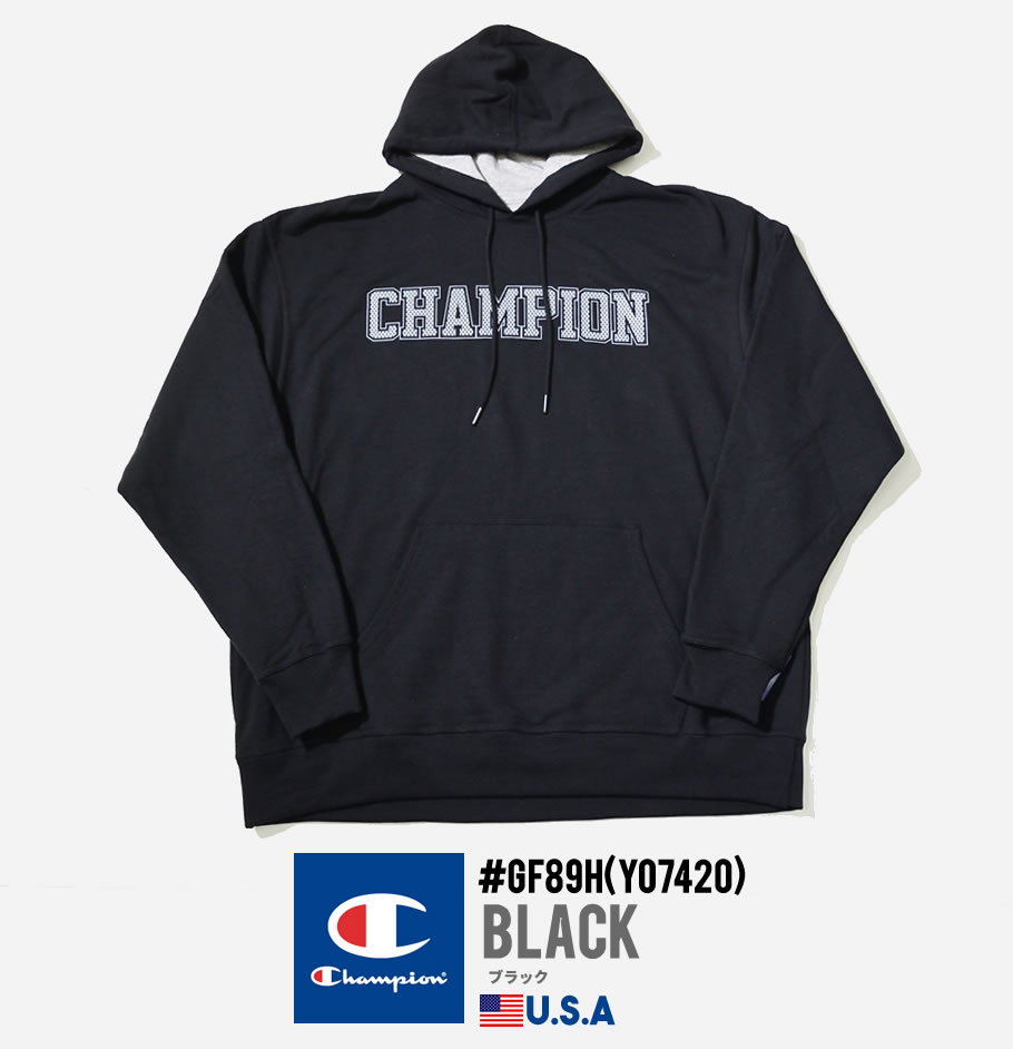 チャンピオン プルオーバーパーカー メンズ スウェット メッシュエフェクトロゴ 日本未発売 大きいサイ ズ Champion GF89H