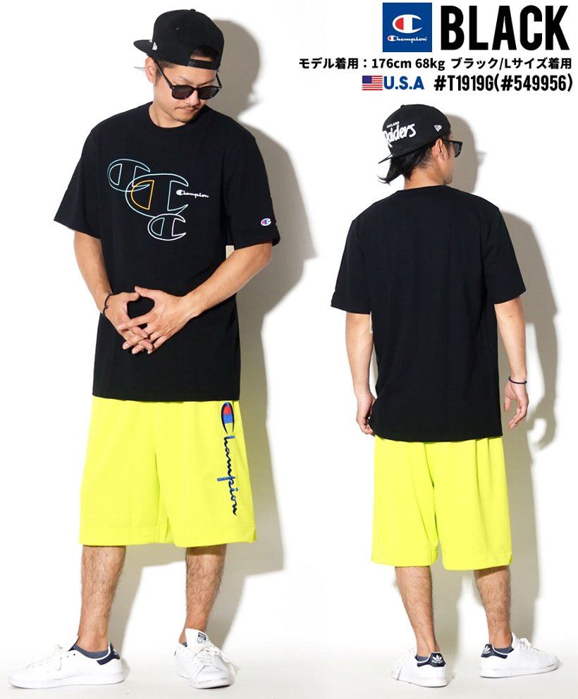 チャンピオン Tシャツ メンズ 半袖 ロゴT プリント Champion 大きいサイズ T1919G USモデル ストリート系 スポーツ ヒップホップ ファッション 服 通販