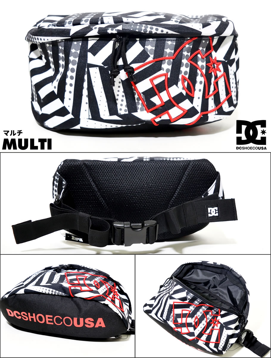 DC ボディバッグ メンズ ウエストバッグ スポーツ アウトドア DC SHOE 5130E911 黒 赤 2019春 新作