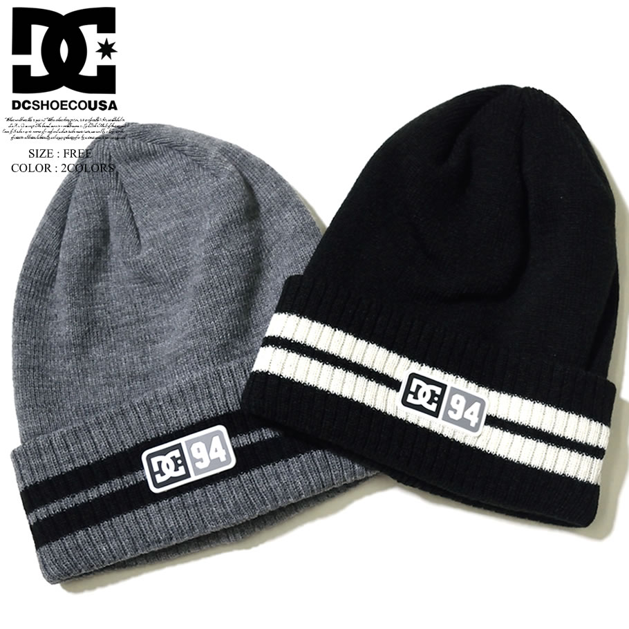 DC ニットキャップ メンズ ビーニー 帽子 ロゴ ワンポイント おしゃれ ブランド DC SHOE STRIPE TAMER 灰 ADYHA03679 2018秋冬 新作
