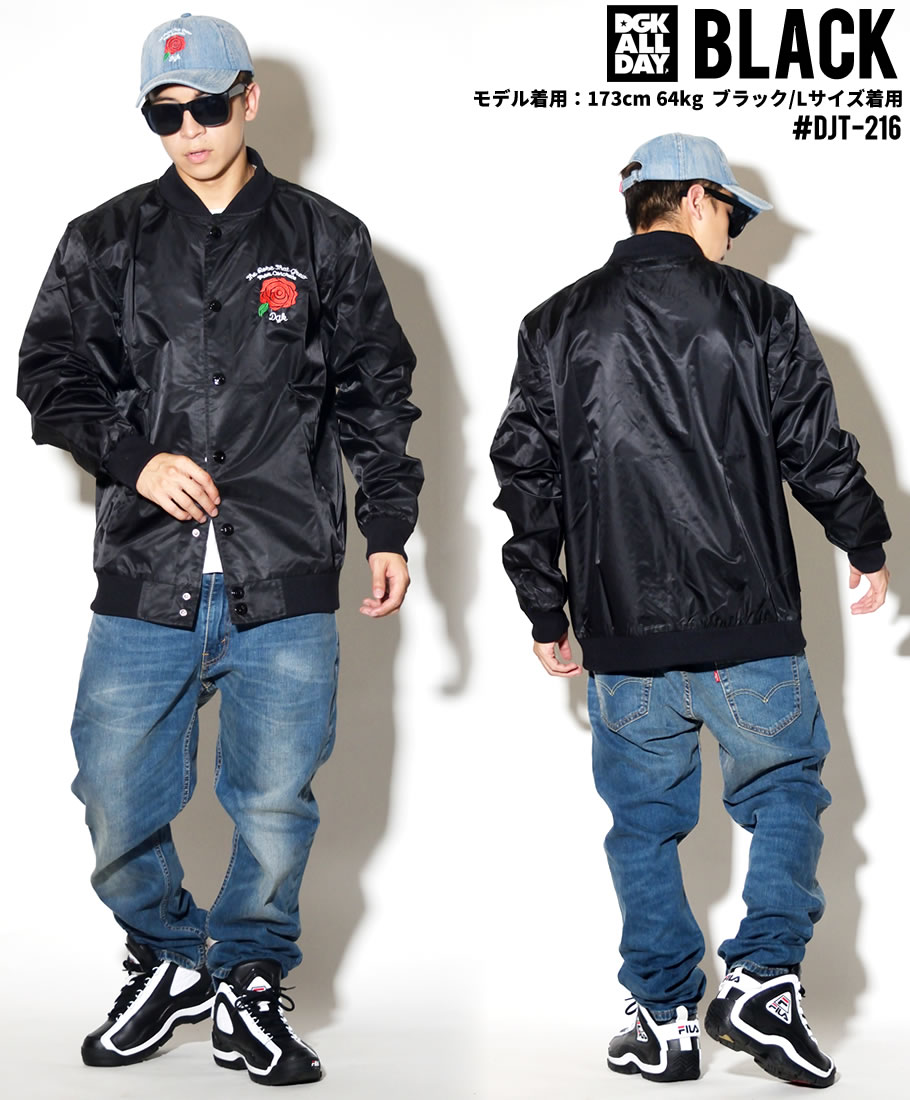 DGK スタジャン メンズ ブランド 大きいサイズ 黒 ナイロン ブルゾン DJT-216 黒