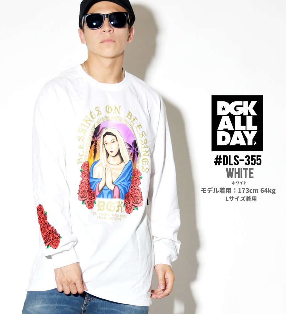 DGK Tシャツ メンズ 長袖 おしゃれ ブランド ロンT スケボー マリア プリント 大きいサイズ DLS-355 黒