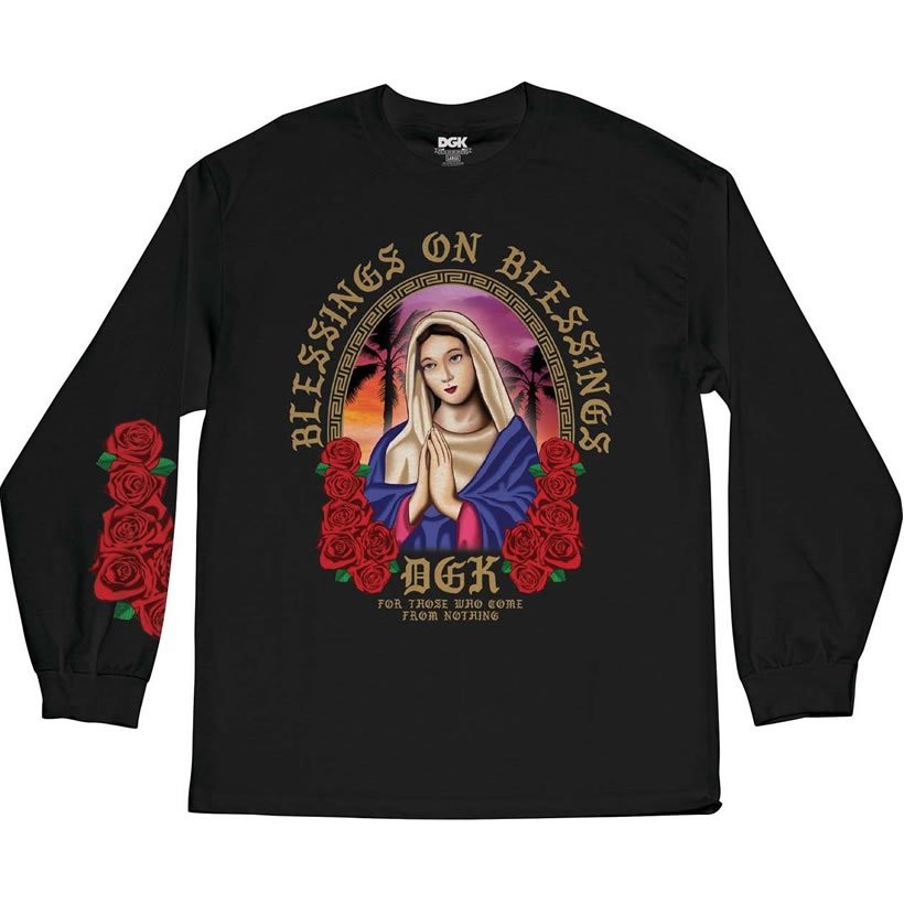 DGK Tシャツ メンズ 長袖 おしゃれ ブランド ロンT スケボー マリア プリント 大きいサイズ DLS-355 黒