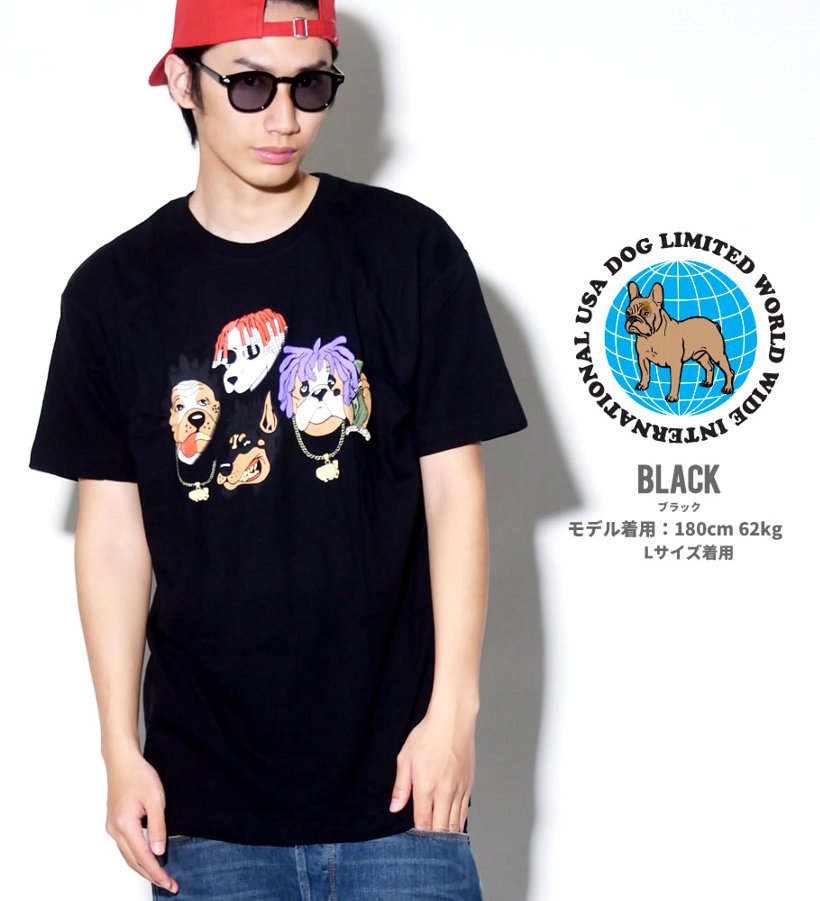 Dog Limited ドッグリミテッド Tシャツ メンズ 半袖 おしゃれ ブランド 犬 プリント 大きいサイズ 黒