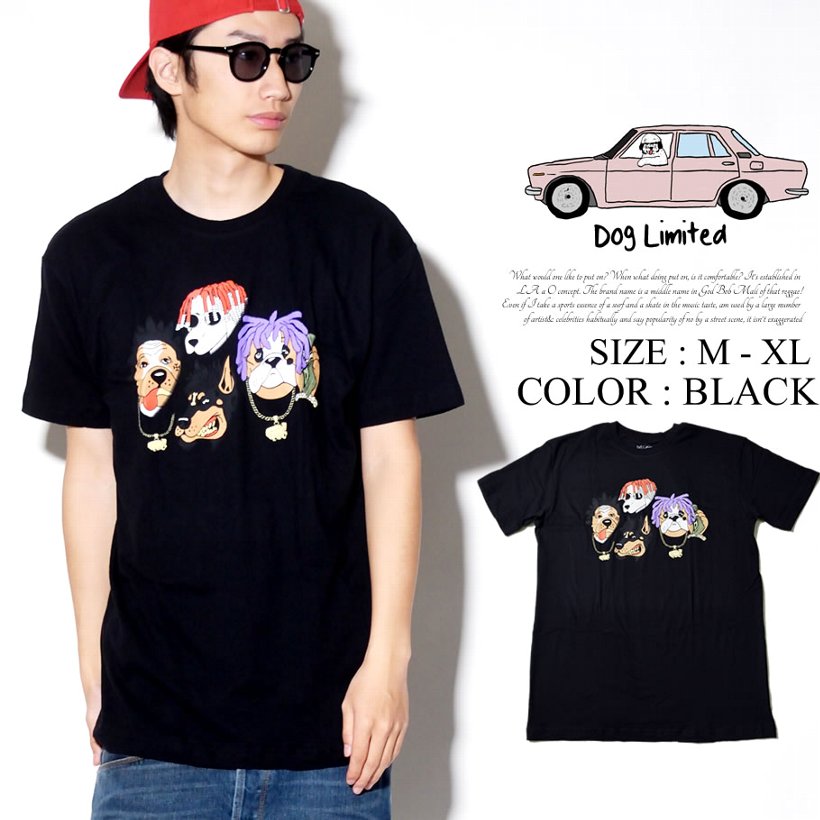 Dog Limited ドッグリミテッド Tシャツ メンズ 半袖 おしゃれ ブランド 犬 プリント 大きいサイズ 黒