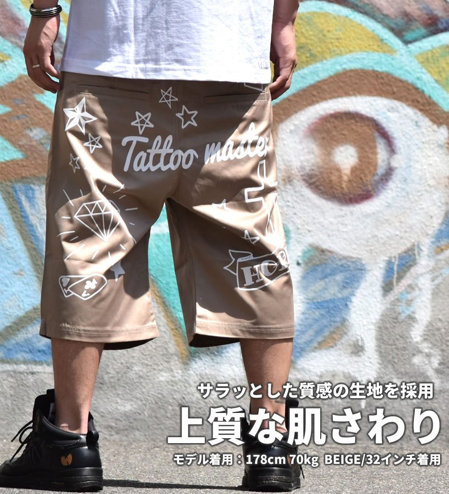 短パン ハーフパンツ メンズ ワーク タトゥー B系 ファッション スケートスタイル ストリート系