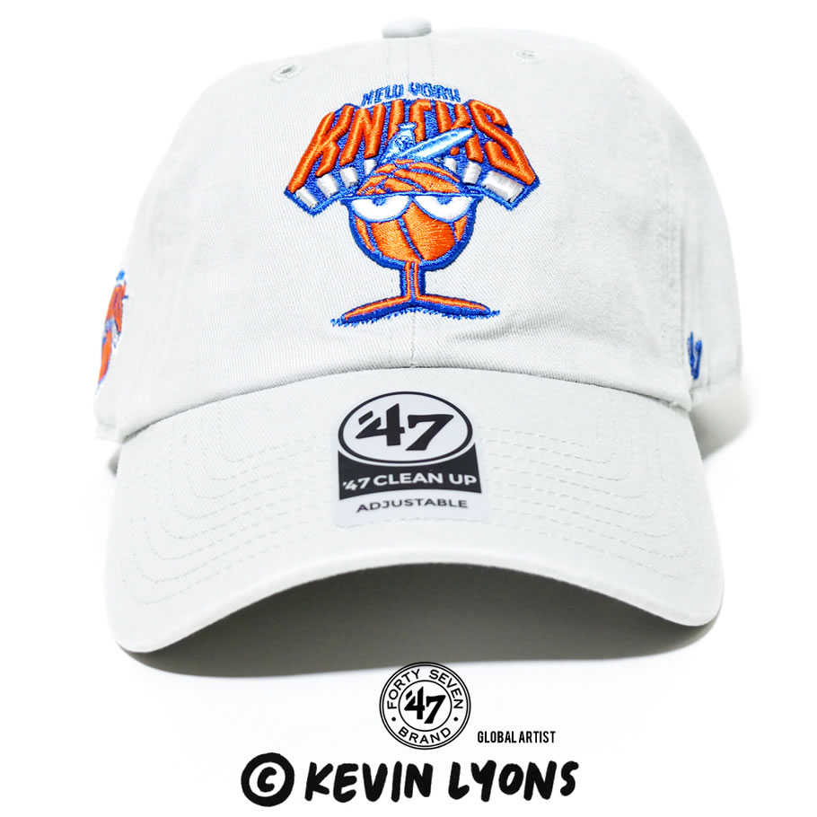 47BRAND キャップ メンズ 帽子 ニューヨーク ニックス 灰 47CLEAN UP ケヴィン・ライオンズ