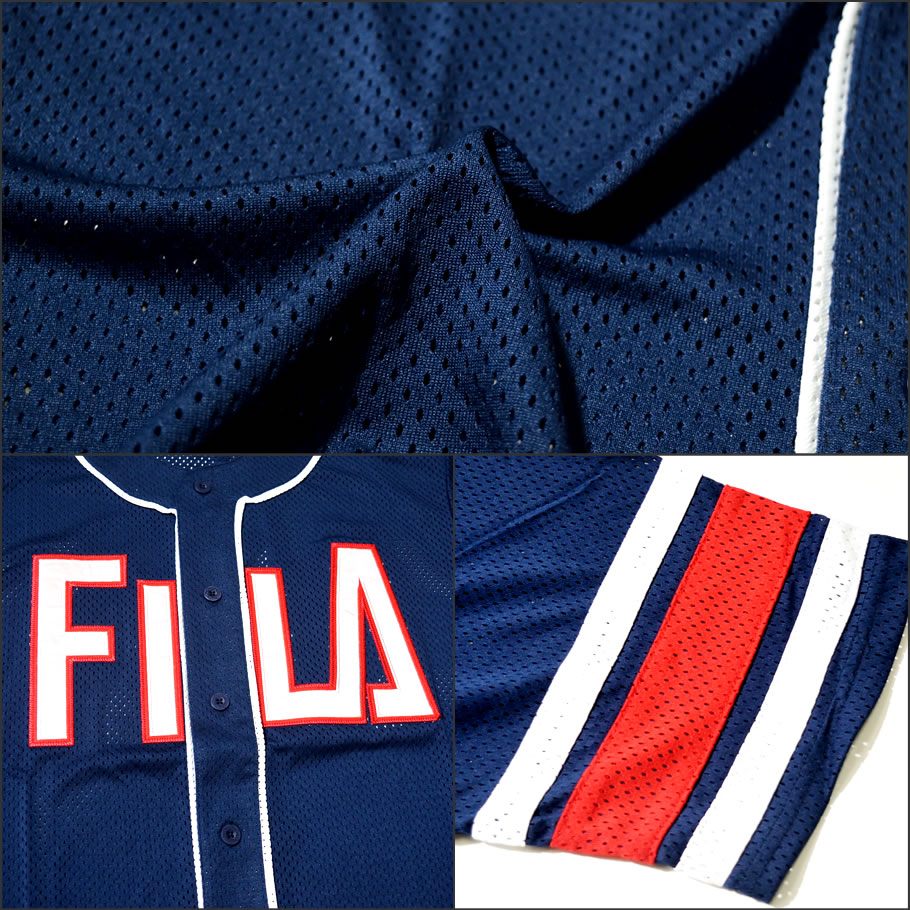 FILA フィラ ベースボールシャツ メンズ 半袖 おしゃれ ブランド ゲームシャツ メッシュジャージ LM181L34 日本未発売