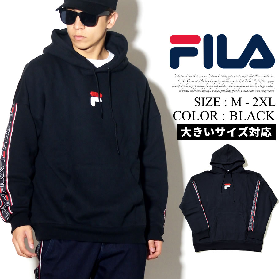 Learner retning Teenageår FILA フィラ パーカー メンズ プルオーバー サイドライン ロゴ ストリート系 ヒップホップ hiphop ファッション FM9440 服 通販