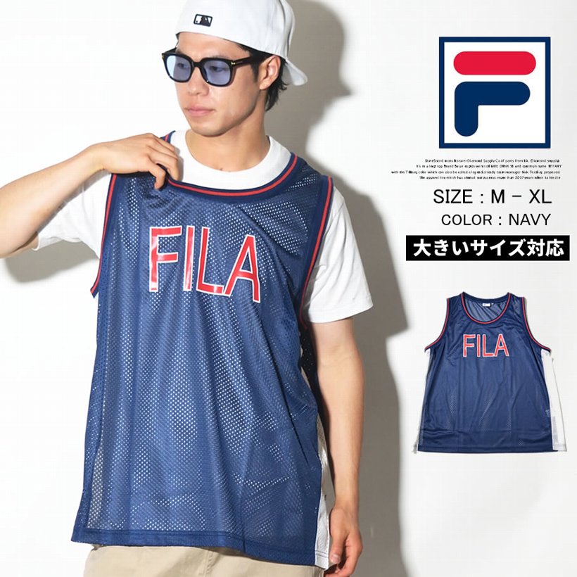 FILA フィラ メッシュ タンクトップ メンズ FM9402 紺