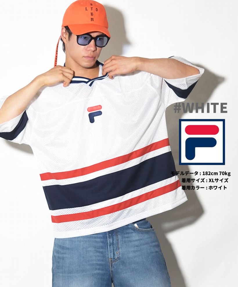 FILA フィラ ホッケーTシャツ メンズ 半袖 FM9401 白