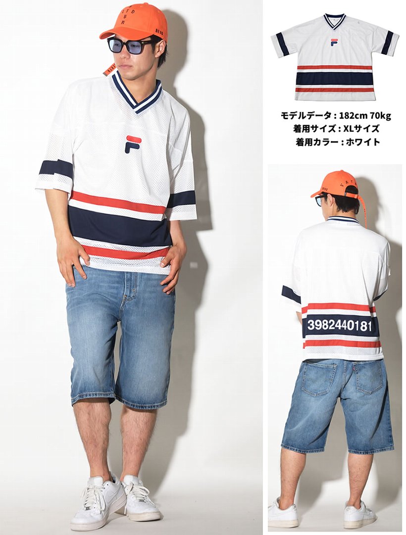 FILA フィラ ホッケーTシャツ メンズ 半袖 FM9401 白