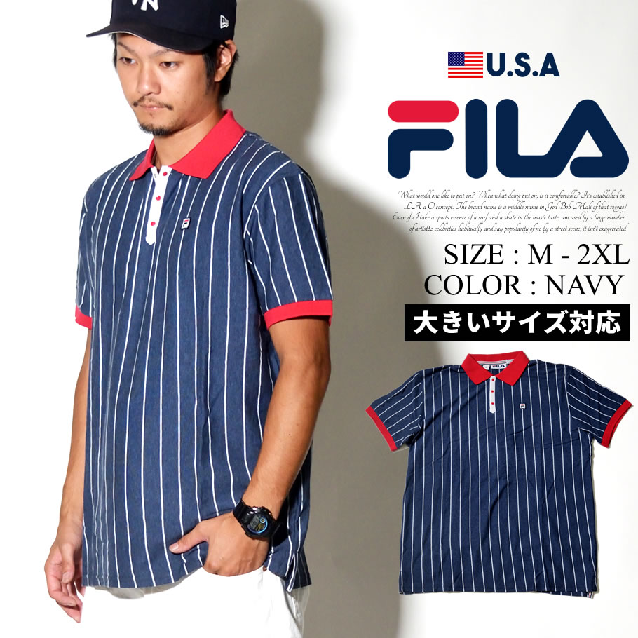 FILA フィラ ポロシャツ メンズ 半袖 おしゃれ ブランド ストライプ LM171C24 日本未発売