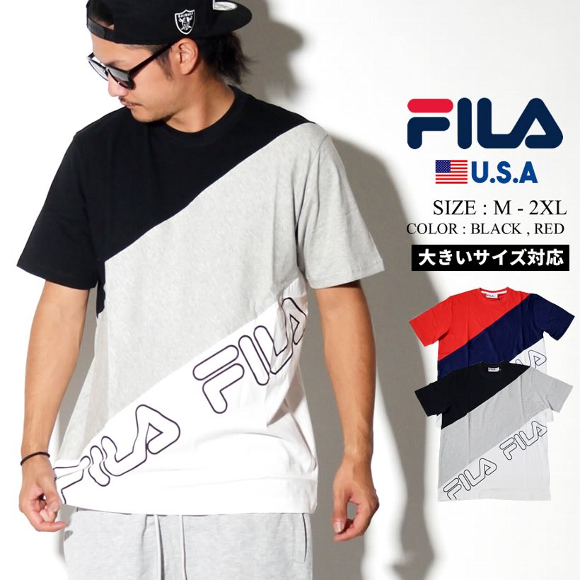 FILA フィラ Tシャツ メンズ 半袖 大きいサイズ LM911347 USモデル 2019秋 新作