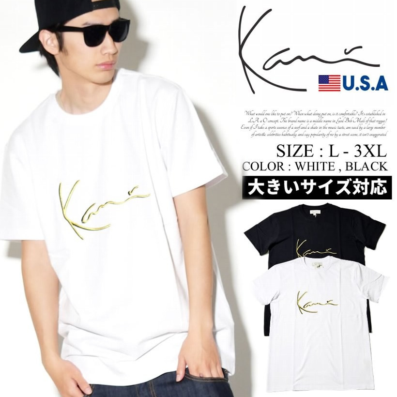 KARL KANI カールカナイ Tシャツ メンズ 半袖 春 ブランド ロゴT 刺繍 白 黒 大きいサイズ