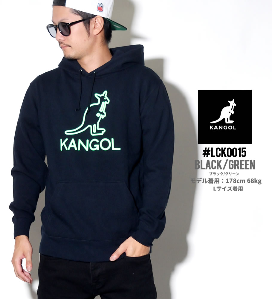 KANGOL カンゴール プルオーバーパーカー メンズ 半袖 ロゴ プリント フリース スウェット LCK0015 黒 2018秋冬 新作