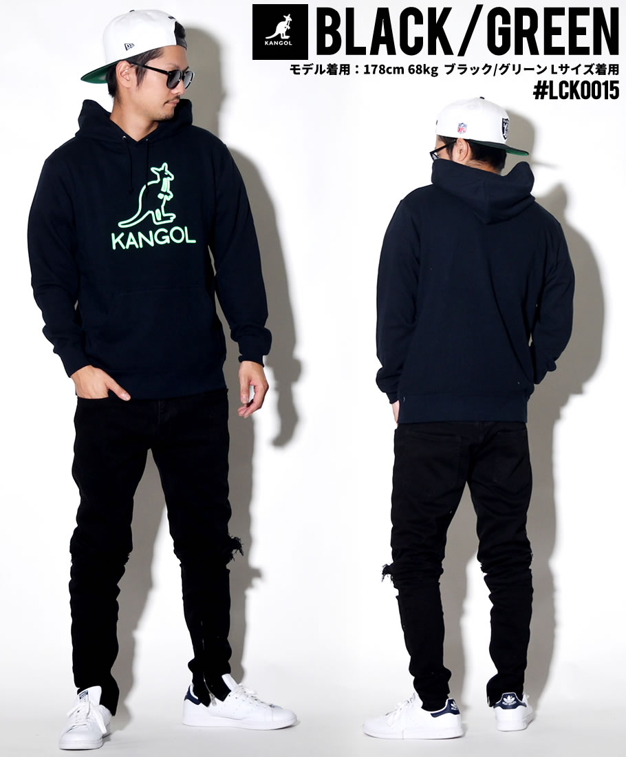 KANGOL カンゴール プルオーバーパーカー メンズ 半袖 ロゴ プリント フリース スウェット LCK0015 黒 2018秋冬 新作