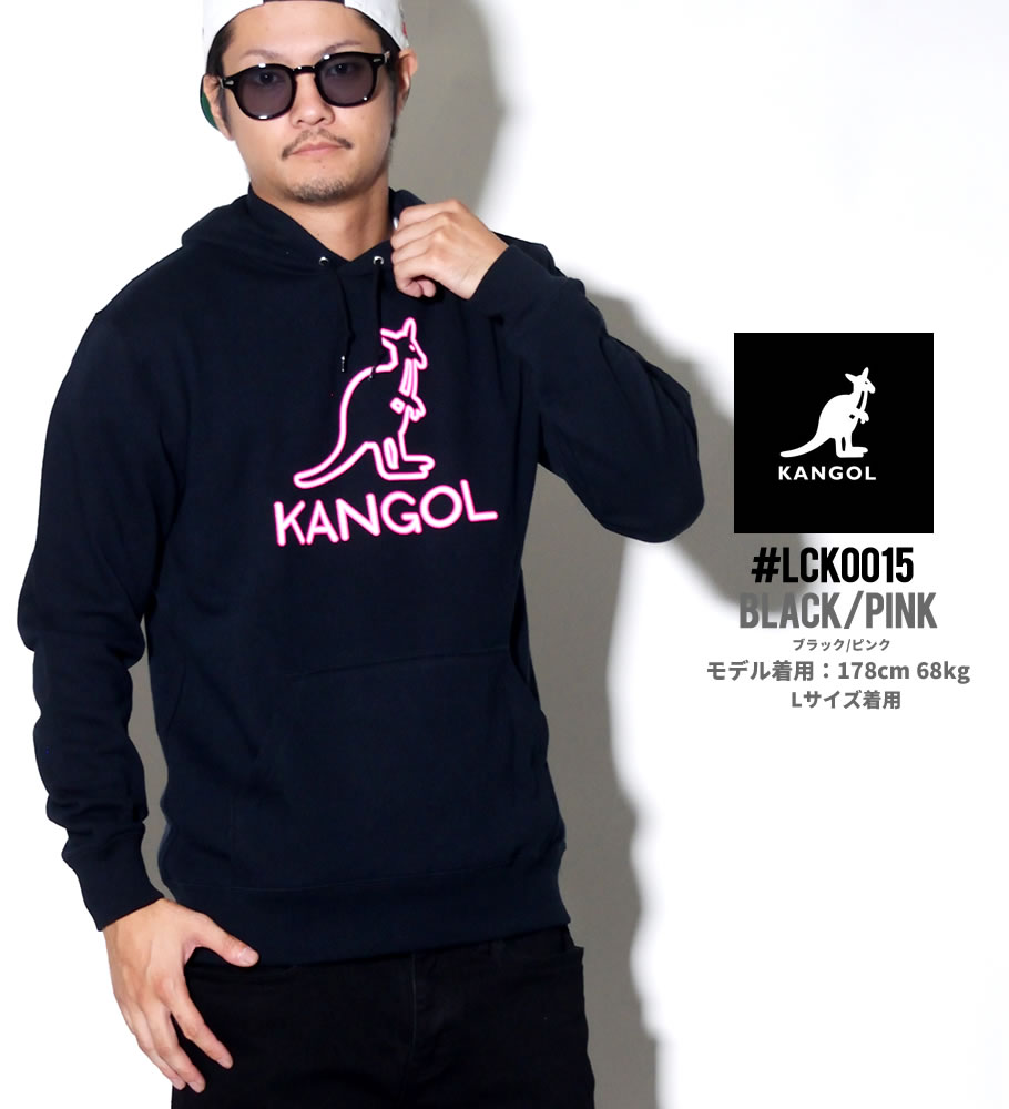 KANGOL カンゴール プルオーバーパーカー メンズ 半袖 ロゴ プリント フリース スウェット LCK0015 黒 2018秋冬 新作