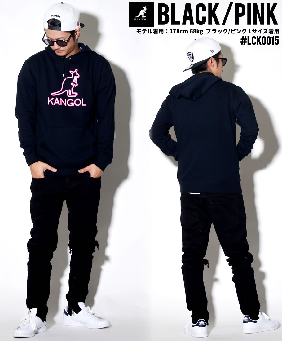 KANGOL カンゴール プルオーバーパーカー メンズ 半袖 ロゴ プリント フリース スウェット LCK0015 黒 2018秋冬 新作