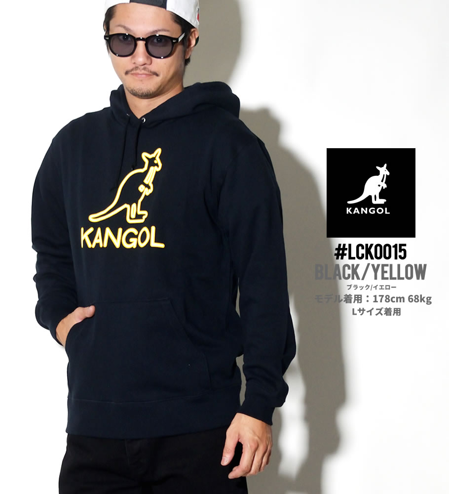 KANGOL カンゴール プルオーバーパーカー メンズ 半袖 ロゴ プリント フリース スウェット LCK0015 黒 2018秋冬 新作