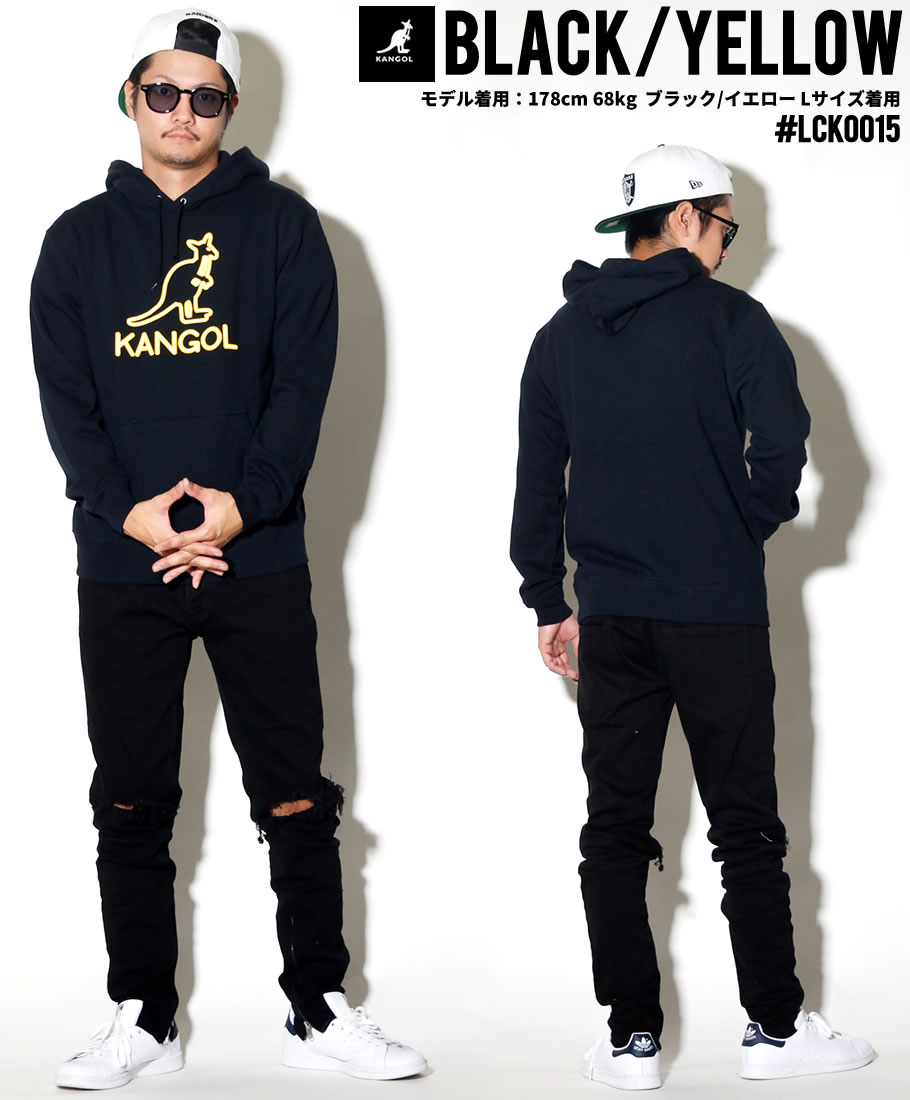 KANGOL カンゴール プルオーバーパーカー メンズ 半袖 ロゴ プリント フリース スウェット LCK0015 黒 2018秋冬 新作