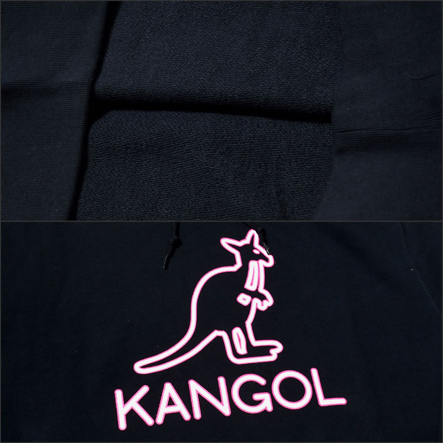KANGOL カンゴール プルオーバーパーカー メンズ 半袖 ロゴ プリント フリース スウェット LCK0015 黒 2018秋冬 新作