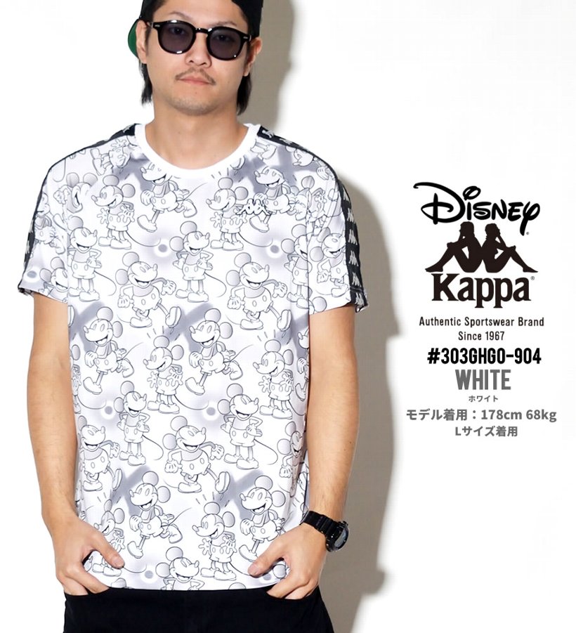 ミッキー90周年 コラボ KAPPA x Disney Tシャツ 半袖 メンズ レディース 303GHG0-904