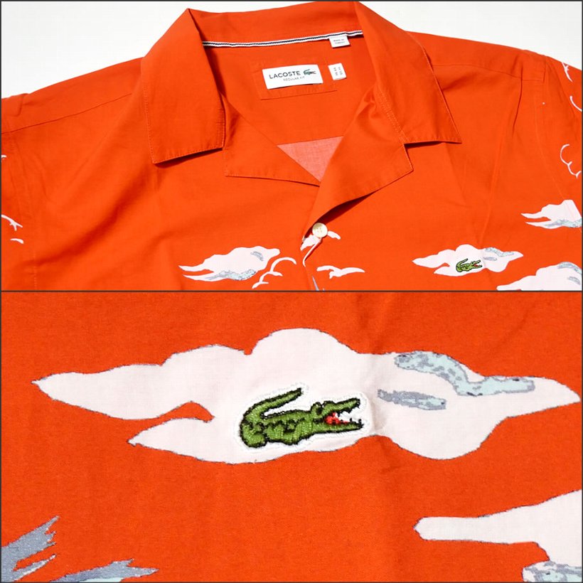 LACOSTE ラコステ 開襟 オープンカラーシャツ メンズ 半袖 総柄 アロハ TH4893 b系 ストリート系 ヒップホップ ファッション 服 通販