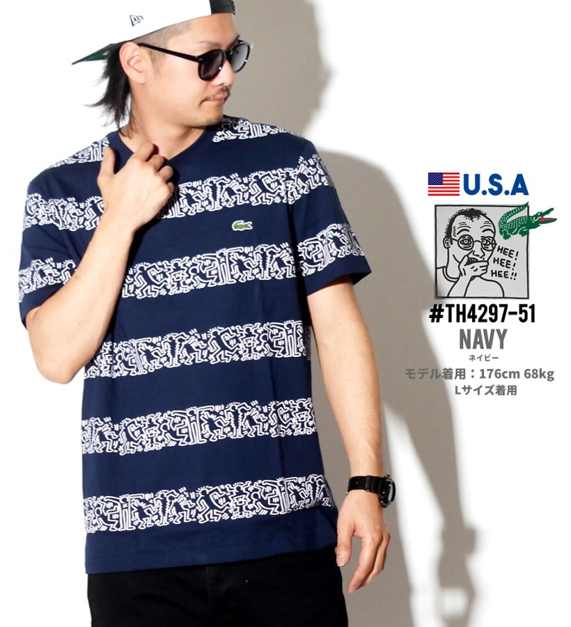 LACOSTE × Keith Haring ラコステ キース コラボ Tシャツ メンズ 半袖 TH4297-51 USモデル 日本未発売 ストリート系 スポーツ ヒップホップ ファッション 服 通販