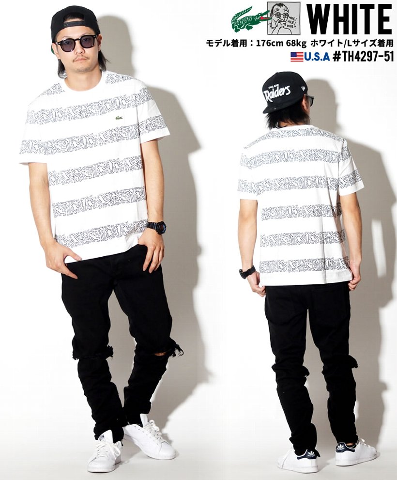 LACOSTE × Keith Haring ラコステ キース コラボ Tシャツ メンズ 半袖 TH4297-51 USモデル 日本未発売 ストリート系 スポーツ ヒップホップ ファッション 服 通販