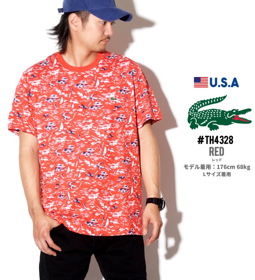 ラコステ Tシャツ メンズ 半袖 プリント LACOSTE TH4328 b系 ストリート系 ヒップホップ ファッション 服 通販 b系 ストリート系 ヒップホップ ファッション 服 通販
