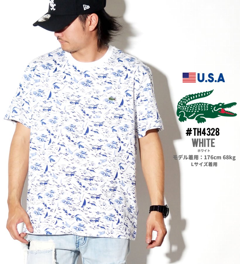 ラコステ Tシャツ メンズ 半袖 プリント LACOSTE TH4328 b系 ストリート系 ヒップホップ ファッション 服 通販 b系 ストリート系 ヒップホップ ファッション 服 通販