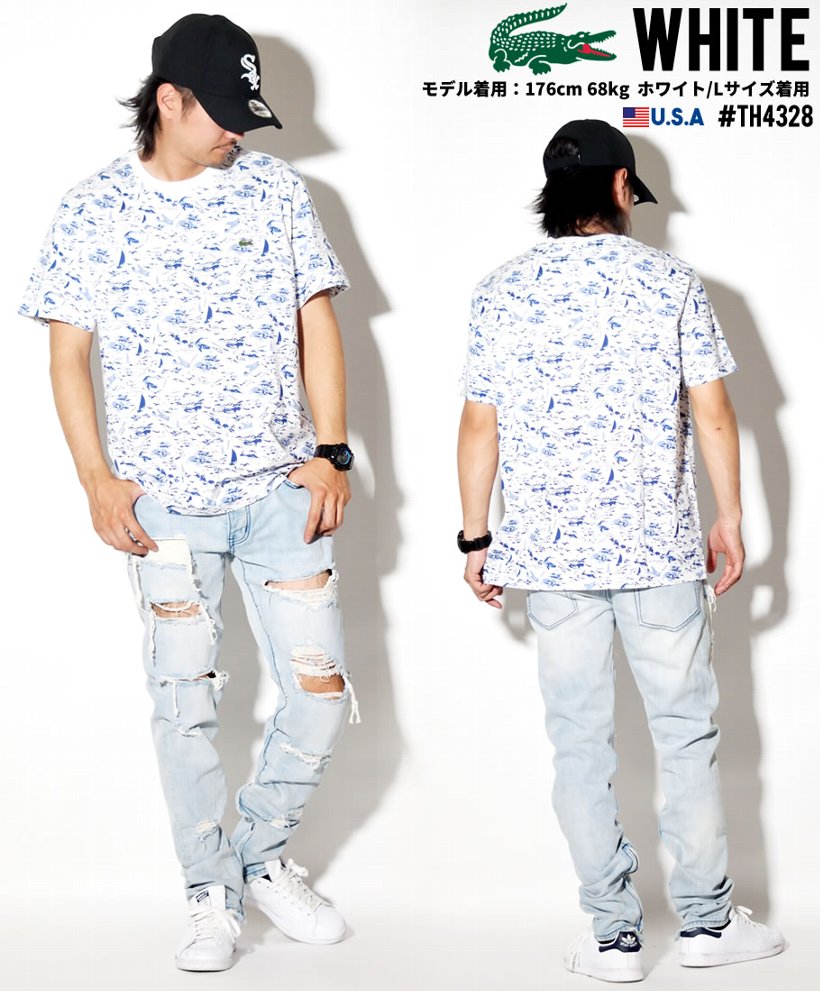 ラコステ Tシャツ メンズ 半袖 プリント LACOSTE TH4328 b系 ストリート系 ヒップホップ ファッション 服 通販 b系 ストリート系 ヒップホップ ファッション 服 通販