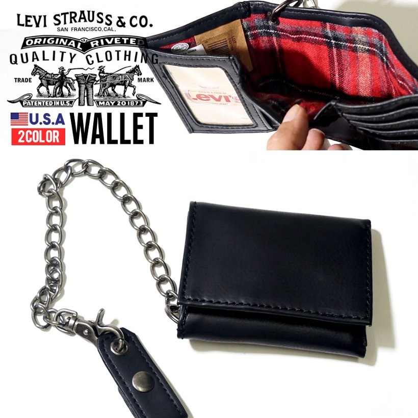 USモデル リーバイス 財布 メンズ レザー 三つ折り ブランド ウォレットチェーン おしゃれ 日本未発売 31LV1194 LEVI'S