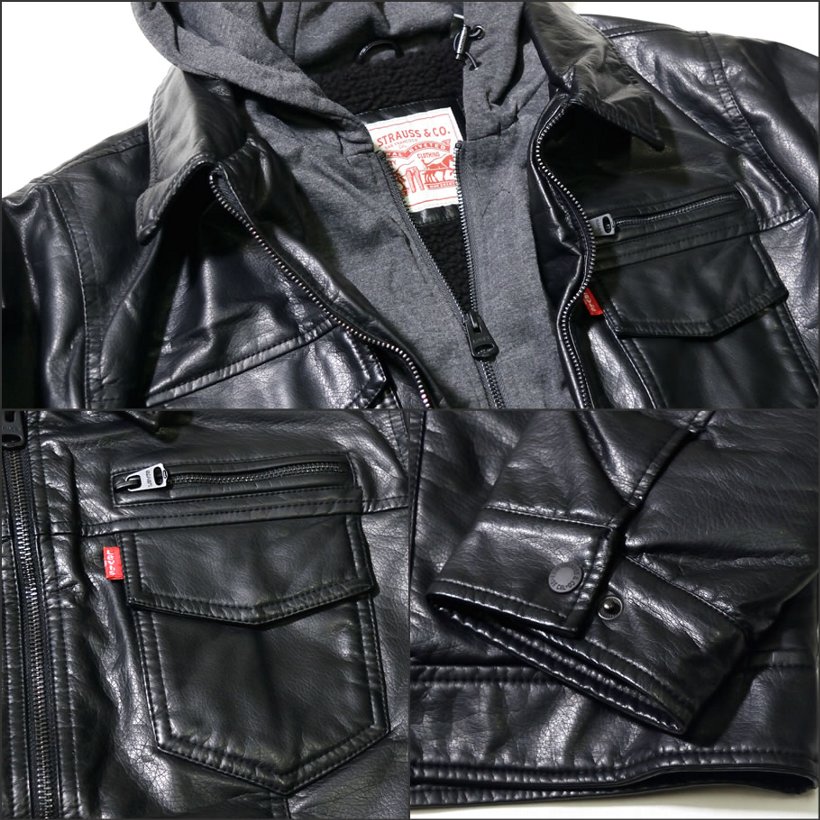 Levis ジャケット メンズ 重ね着風レイヤード 裏ボアフリース LM6RU027 大きいサイズ 2018秋冬 新作