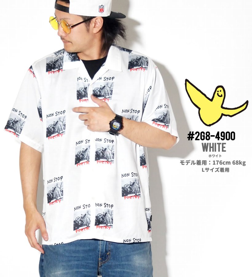マークゴンザレス オープンカラーシャツ メンズ 開襟 半袖 MARK GONZALES 2G8-4900 ボックスフォト ストリート系 女子 SK8 スケーター ファッション 服 通販
