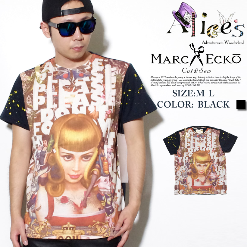 マークエコー MARCECKO Tシャツ 半袖 不思議の国のアリス ストリート系 B系 ファッション 大きいサイズ