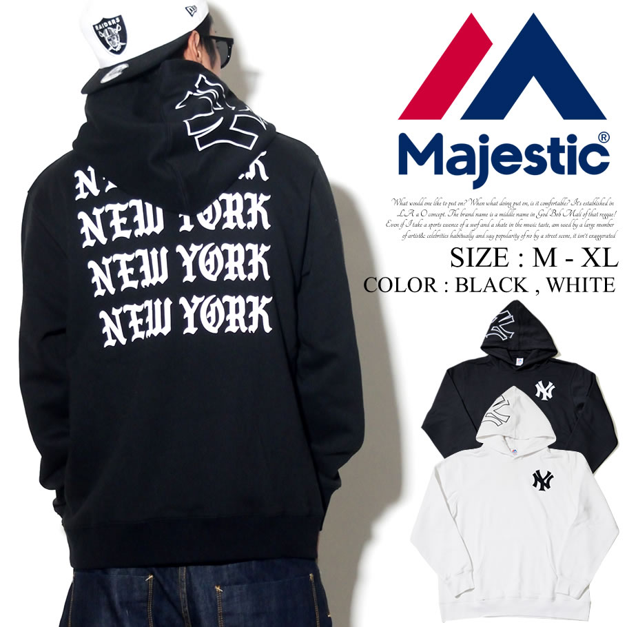 Majestic マジェスティック プルオーバーパーカー メンズ Nyロゴ バックプリント ストリート系 ヒップホップ ファッション 服 通販 Mm06 Ny 8f09 Mspt010