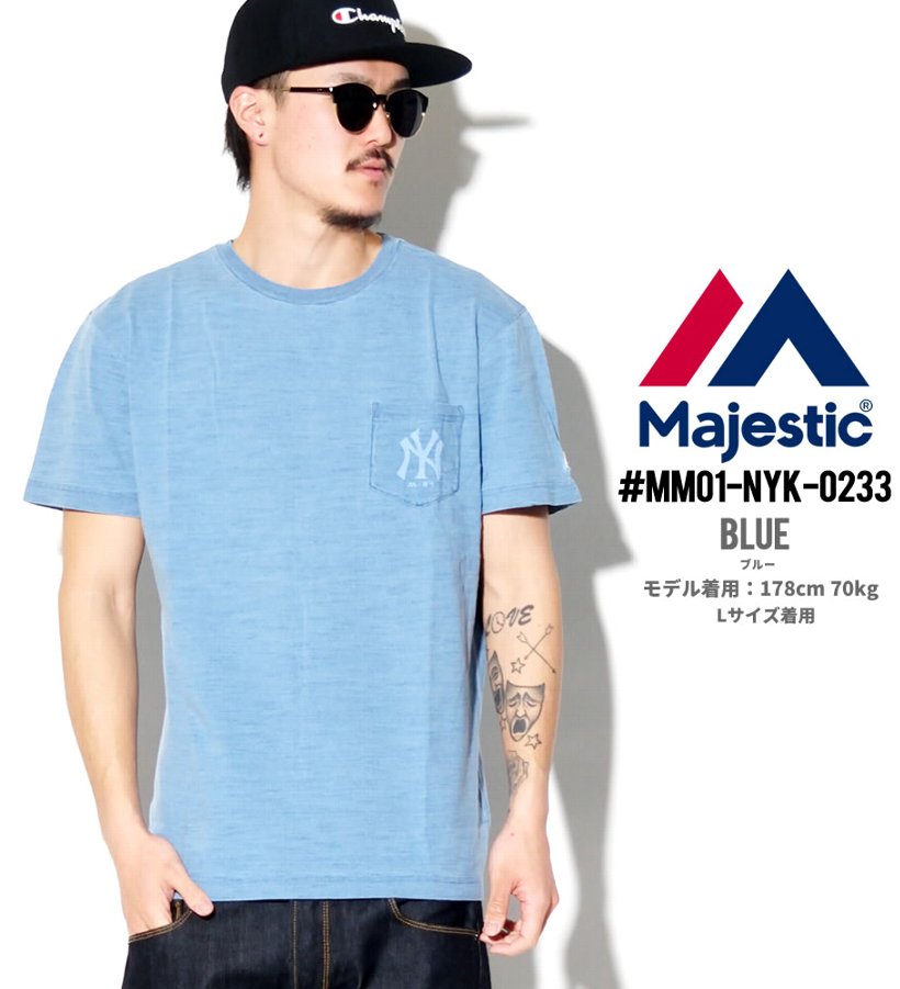 Majestic マジェスティック Tシャツ メンズ 半袖 胸ポケ MM01-NYK-0233 2017 春夏 新作