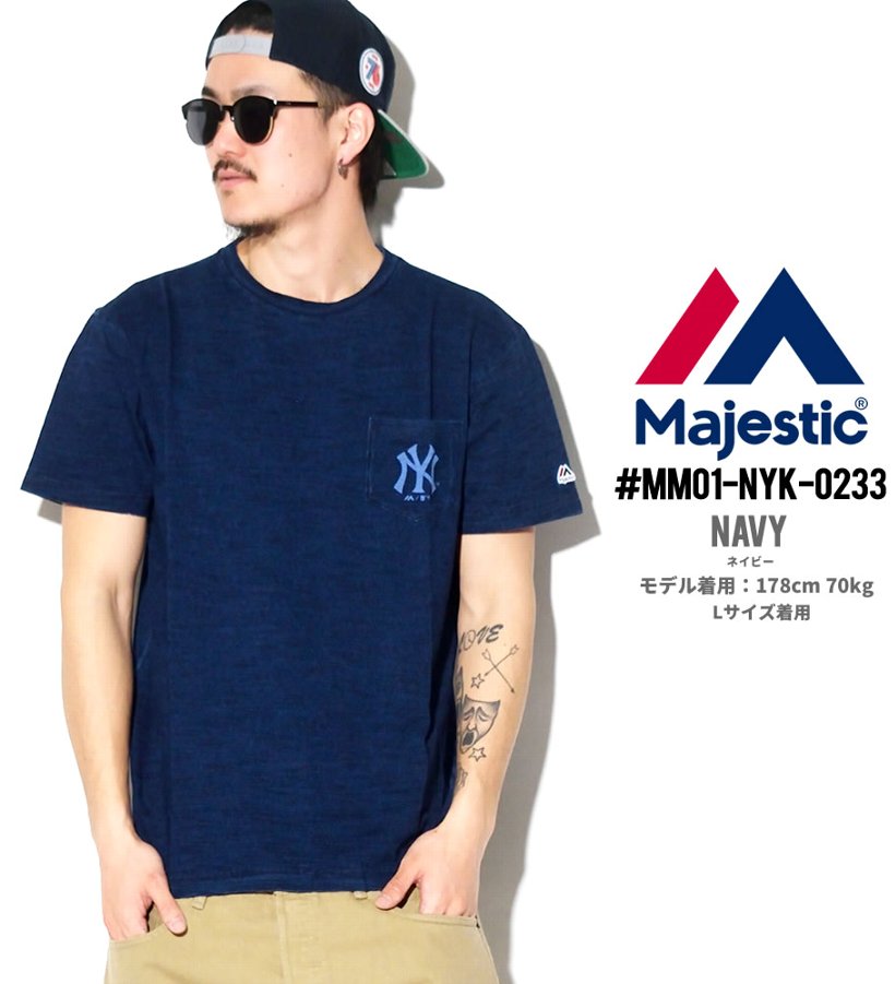 Majestic マジェスティック Tシャツ メンズ 半袖 胸ポケ MM01-NYK-0233 2017 春夏 新作
