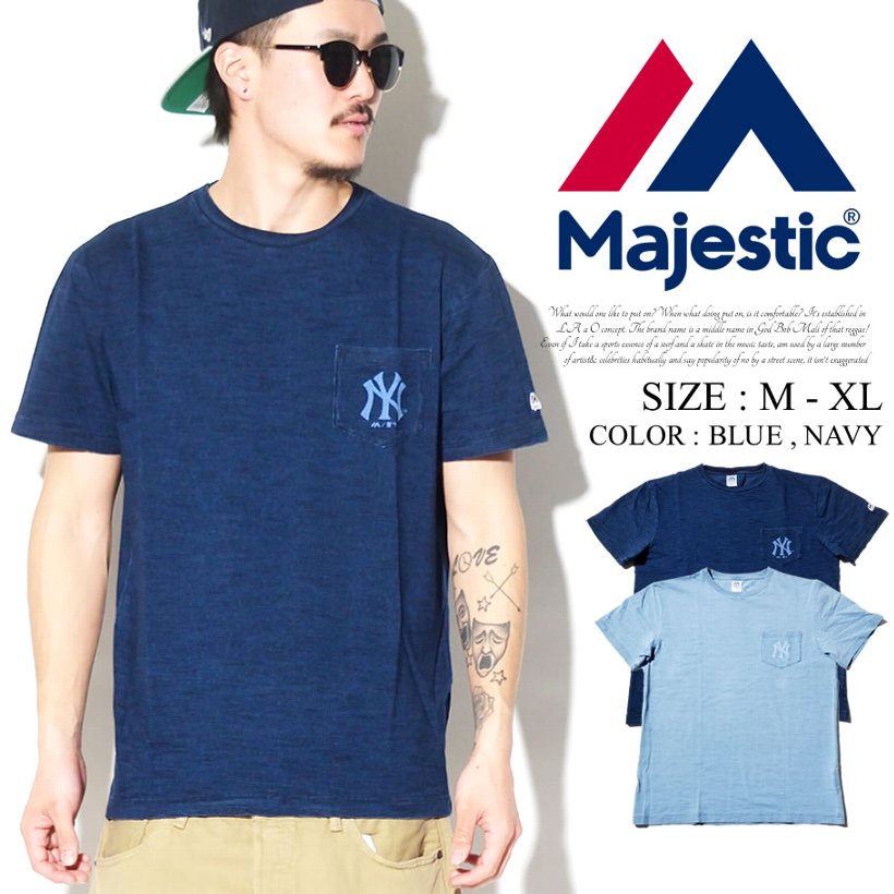 Majestic マジェスティック Tシャツ メンズ 半袖 胸ポケ MM01-NYK-0233 2017 春夏 新作