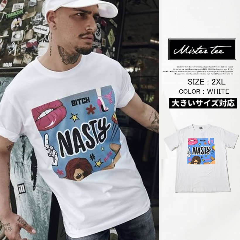 MISTER TEE ミスターティー 半袖Tシャツ メンズ 大きいサイズ NASTY MT520 b系 ヒップホップ ファッション MTTT017