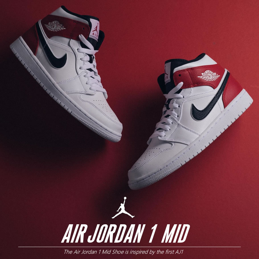 NIKE AIR JORDAN 1 MID ナイキ エア ジョーダン 1 ミッド WHITE/BLACK/GYM RED 554724-116